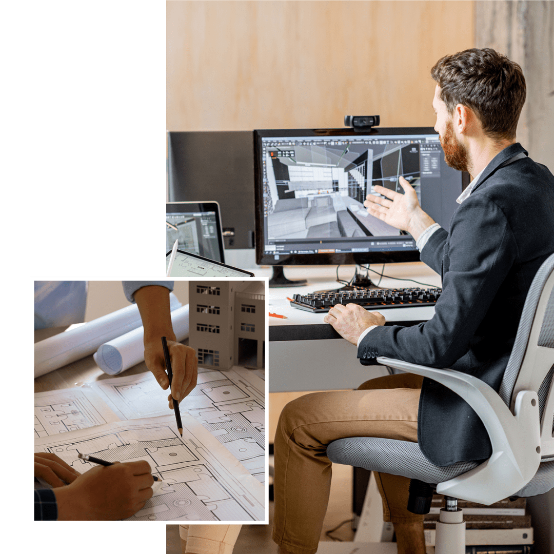 Design plans and digital rendering in progress